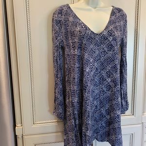 Astr Blue & White Print Mini Dress XS Nordstrom